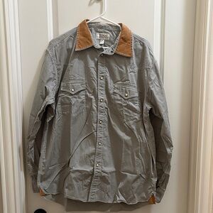 Men’s Ryan Michael Pearl Snap Shirt Gray with faux Leather Accents Western